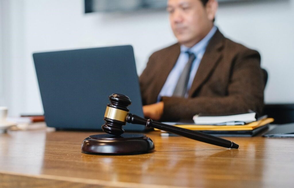 A lawyer working on his laptop
