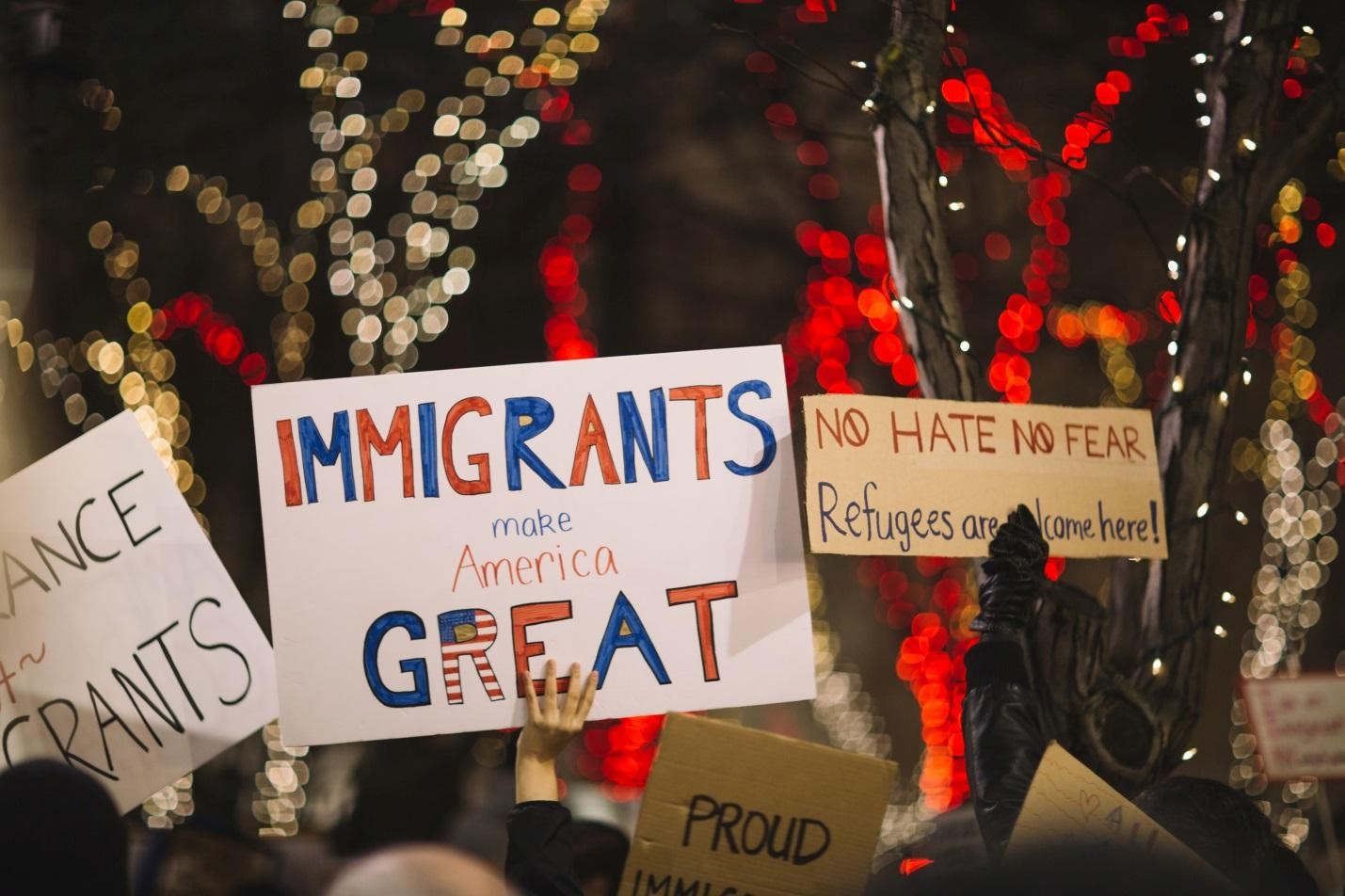 People holding up placards
